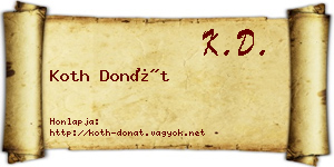 Koth Donát névjegykártya