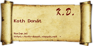 Koth Donát névjegykártya